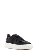 Erkek Siyah Bağcıklı Rugan Deri Casual Sneaker | Derimod Erkek Siyah Bağcıklı Rugan Deri Casual Sneaker | Derimod