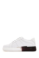 Erkek Beyaz Kalın Tabanlı Bağcıklı Deri Sneaker | Derimod Erkek Beyaz Kalın Tabanlı Bağcıklı Deri Sneaker | Derimod
