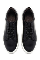 Erkek Siyah Kalın Tabanlı Bağcıklı Deri Sneaker | Derimod Erkek Siyah Kalın Tabanlı Bağcıklı Deri Sneaker | Derimod