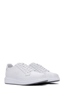 Men's White Lace-up Leather Sneaker | Derimod Men's White Lace-up Leather Sneaker | Derimod