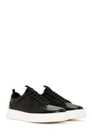 Erkek Siyah Bağcıklı Deri Sneaker | Derimod Erkek Siyah Bağcıklı Deri Sneaker | Derimod