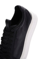 Erkek Siyah Bağcıklı Deri Sneaker | Derimod Erkek Siyah Bağcıklı Deri Sneaker | Derimod