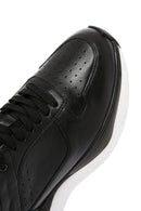 Men's Black Lace-up Thick-Sole Leather Casual Sneaker | Derimod Men's Black Lace-up Thick-Sole Leather Casual Sneaker | Derimod