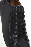 Men's Black Lace-up Thick-Sole Leather Sneaker | Derimod Men's Black Lace-up Thick-Sole Leather Sneaker | Derimod