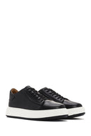 Men's Black Lace-up Thick-Sole Leather Sneaker | Derimod Men's Black Lace-up Thick-Sole Leather Sneaker | Derimod