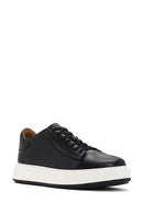 Men's Black Lace-up Thick-Sole Leather Sneaker | Derimod Men's Black Lace-up Thick-Sole Leather Sneaker | Derimod
