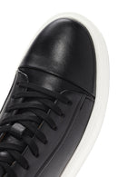 Men's Black Lace-up Thick-Sole Leather Sneaker | Derimod Men's Black Lace-up Thick-Sole Leather Sneaker | Derimod