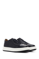 Men's Navy Blue Lace-up Thick-Sole Leather Sneaker | Derimod Men's Navy Blue Lace-up Thick-Sole Leather Sneaker | Derimod