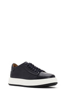 Erkek Lacivert Bağcıklı Kalın Tabanlı Deri Sneaker | Derimod Erkek Lacivert Bağcıklı Kalın Tabanlı Deri Sneaker | Derimod