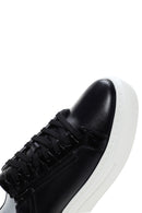 Erkek Siyah Kalın Tabanlı Bağcıklı Deri Sneaker | Derimod Erkek Siyah Kalın Tabanlı Bağcıklı Deri Sneaker | Derimod