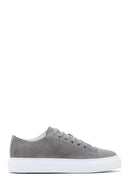 Men's Gray Thick Soled Suede Leather Sneaker | Derimod Men's Gray Thick Soled Suede Leather Sneaker | Derimod