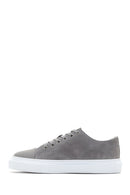 Men's Gray Thick Soled Suede Leather Sneaker | Derimod Men's Gray Thick Soled Suede Leather Sneaker | Derimod