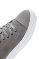 Men's Gray Thick Soled Suede Leather Sneaker | Derimod Men's Gray Thick Soled Suede Leather Sneaker | Derimod