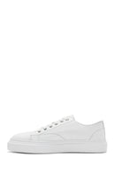 Erkek Beyaz Bağcıklı Deri Sneaker | Derimod Erkek Beyaz Bağcıklı Deri Sneaker | Derimod