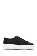 Erkek Siyah Kalın Tabanlı Bağcıklı Deri Sneaker | Derimod Erkek Siyah Kalın Tabanlı Bağcıklı Deri Sneaker | Derimod