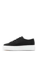 Erkek Siyah Kalın Tabanlı Bağcıklı Deri Sneaker | Derimod Erkek Siyah Kalın Tabanlı Bağcıklı Deri Sneaker | Derimod