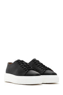 Erkek Siyah Kalın Tabanlı Bağcıklı Deri Sneaker | Derimod Erkek Siyah Kalın Tabanlı Bağcıklı Deri Sneaker | Derimod