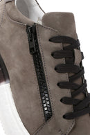 Men's Gray Lace-Up Nubuck Leather Sneaker | Derimod Men's Gray Lace-Up Nubuck Leather Sneaker | Derimod