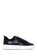 Men's Navy Blue Leather Sneaker | Derimod Men's Navy Blue Leather Sneaker | Derimod