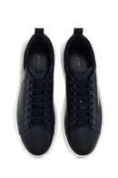 Men's Navy Blue Leather Sneaker | Derimod Men's Navy Blue Leather Sneaker | Derimod