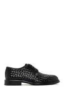Men's Black Lace-Up Knitted Leather Classic Shoes | Derimod Men's Black Lace-Up Knitted Leather Classic Shoes | Derimod