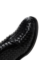 Men's Black Lace-Up Knitted Leather Classic Shoes | Derimod Men's Black Lace-Up Knitted Leather Classic Shoes | Derimod
