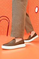 Erkek Kahverengi Kalın Tabanlı Örgü Deri Casual Loafer | Derimod Erkek Kahverengi Kalın Tabanlı Örgü Deri Casual Loafer | Derimod