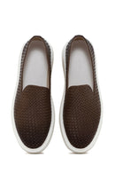 Erkek Kahverengi Kalın Tabanlı Örgü Deri Casual Loafer | Derimod Erkek Kahverengi Kalın Tabanlı Örgü Deri Casual Loafer | Derimod