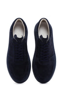 Men's Navy Blue Lace-up Suede Leather Sneaker | Derimod Men's Navy Blue Lace-up Suede Leather Sneaker | Derimod