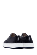 Men's Navy Blue Lace-Up Knitted Leather Casual Shoes | Derimod Men's Navy Blue Lace-Up Knitted Leather Casual Shoes | Derimod