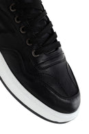 Erkek Siyah Bağcıklı Deri Sneaker | Derimod Erkek Siyah Bağcıklı Deri Sneaker | Derimod