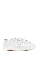Men's White Lace-up Leather Sneaker | Derimod Men's White Lace-up Leather Sneaker | Derimod