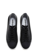 Erkek Siyah Bağcıklı Deri Sneaker | Derimod Erkek Siyah Bağcıklı Deri Sneaker | Derimod
