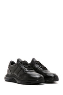 Men's Black Lace-up Thick-Sole Leather Casual Sneaker | Derimod Men's Black Lace-up Thick-Sole Leather Casual Sneaker | Derimod