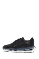Men's Black Thick Sole Lace Up Leather Sneaker | Derimod Men's Black Thick Sole Lace Up Leather Sneaker | Derimod