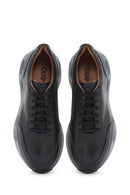 Men's Black Thick Sole Lace Up Leather Sneaker | Derimod Men's Black Thick Sole Lace Up Leather Sneaker | Derimod