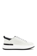 Erkek Beyaz Kalın Tabanlı Bağcıklı Deri Sneaker | Derimod Erkek Beyaz Kalın Tabanlı Bağcıklı Deri Sneaker | Derimod