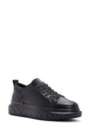 Men's Black Thick Sole Lace Up Leather Sneaker | Derimod Men's Black Thick Sole Lace Up Leather Sneaker | Derimod
