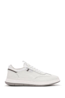 Men's White Lace-Up Leather Sneaker | Derimod Men's White Lace-Up Leather Sneaker | Derimod