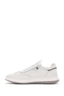 Men's White Lace-Up Leather Sneaker | Derimod Men's White Lace-Up Leather Sneaker | Derimod