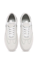 Men's White Lace-Up Leather Sneaker | Derimod Men's White Lace-Up Leather Sneaker | Derimod