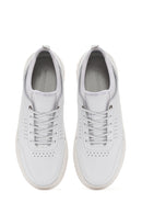 Men's White Lace-up Leather Sneaker | Derimod Men's White Lace-up Leather Sneaker | Derimod