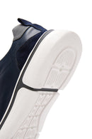 Men's Navy Blue Lace-up Thick-Sole Leather Sneaker | Derimod Men's Navy Blue Lace-up Thick-Sole Leather Sneaker | Derimod