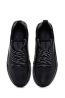 Men's Black Lace-up Thick-Sole Leather Sneaker | Derimod Men's Black Lace-up Thick-Sole Leather Sneaker | Derimod