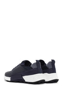 Men's Navy Blue Lace-up Thick-Sole Leather Sneaker | Derimod Men's Navy Blue Lace-up Thick-Sole Leather Sneaker | Derimod