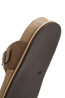 Men's Beige Flip Flop Nubuck Leather Slippers | Derimod Men's Beige Flip Flop Nubuck Leather Slippers | Derimod