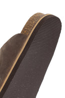 Men's Beige Buckle Detailed Nubuck Leather Slippers | Derimod Men's Beige Buckle Detailed Nubuck Leather Slippers | Derimod