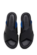 Men's Black Leather Slippers | Derimod Men's Black Leather Slippers | Derimod