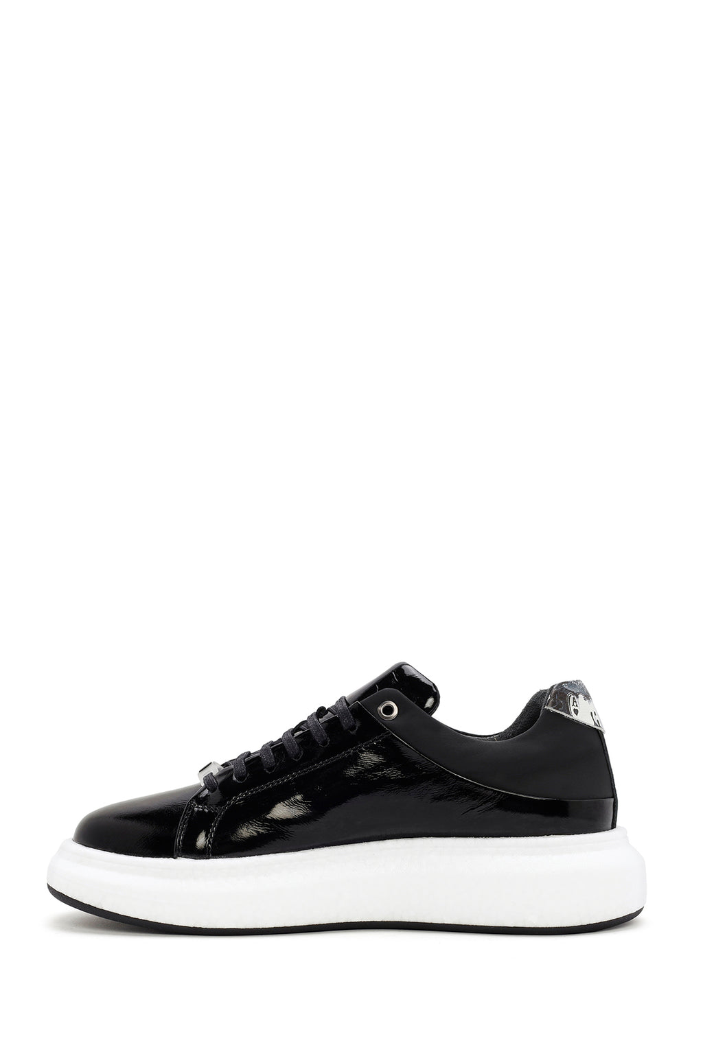 Erkek Siyah Bağcıklı Rugan Deri Sneaker