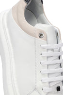 Men's White Lace-up Leather Sneaker | Derimod Men's White Lace-up Leather Sneaker | Derimod